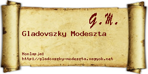Gladovszky Modeszta névjegykártya